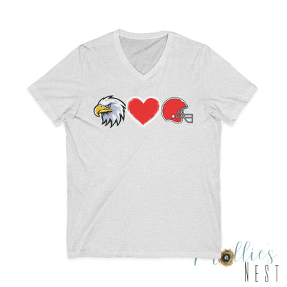 Eagle - Heart - Helmet V-Neck Tee — Football Fan Love Shirt. Eagles