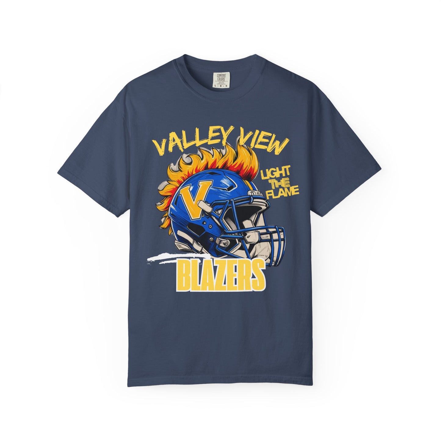 Valley View Blazers Football T-Shirt Flame, Unisex Fan Apparel, Game Day Shirt, Vintage Style Tee, Sportswear