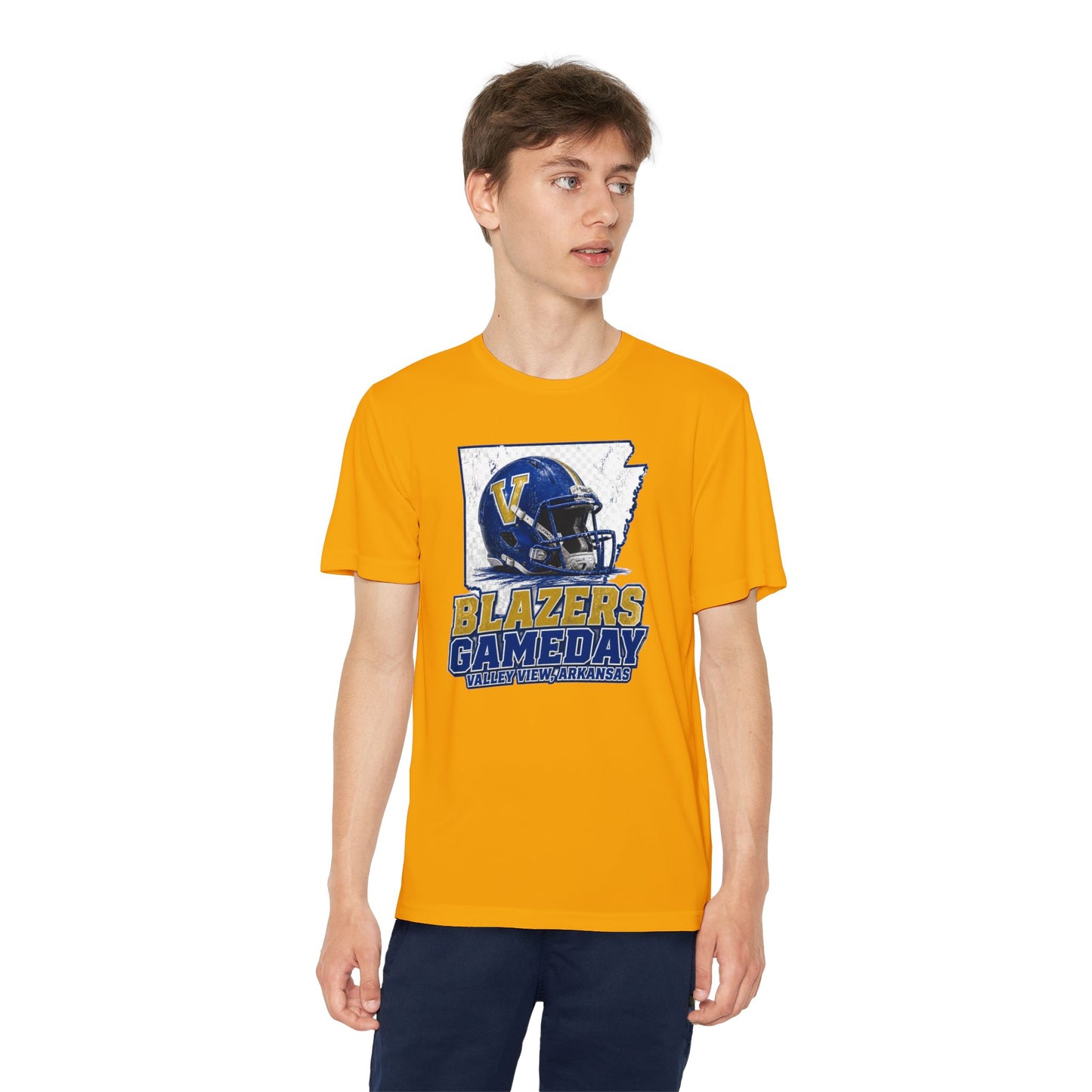 Youth Blazers DRIFIT Gameday Tee – Team Helmet Arkansas Football Shirt