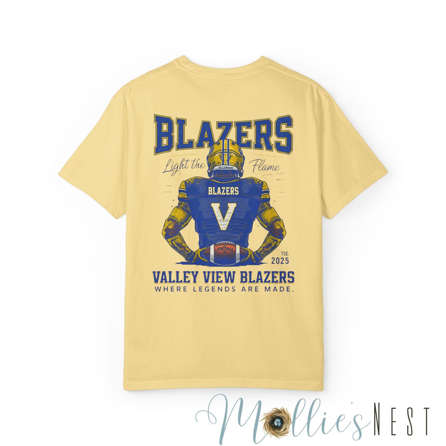 Valley View Blazers Garment-Dyed T-shirt. ADULT "Where Legends are Made"