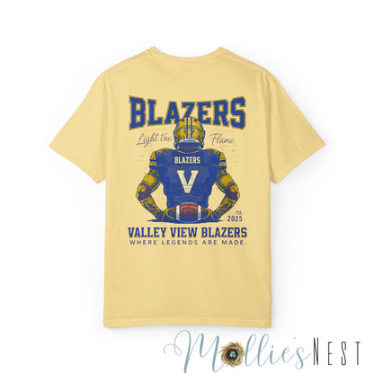Valley View Blazers Garment-Dyed T-shirt. ADULT "Where Legends are Made"