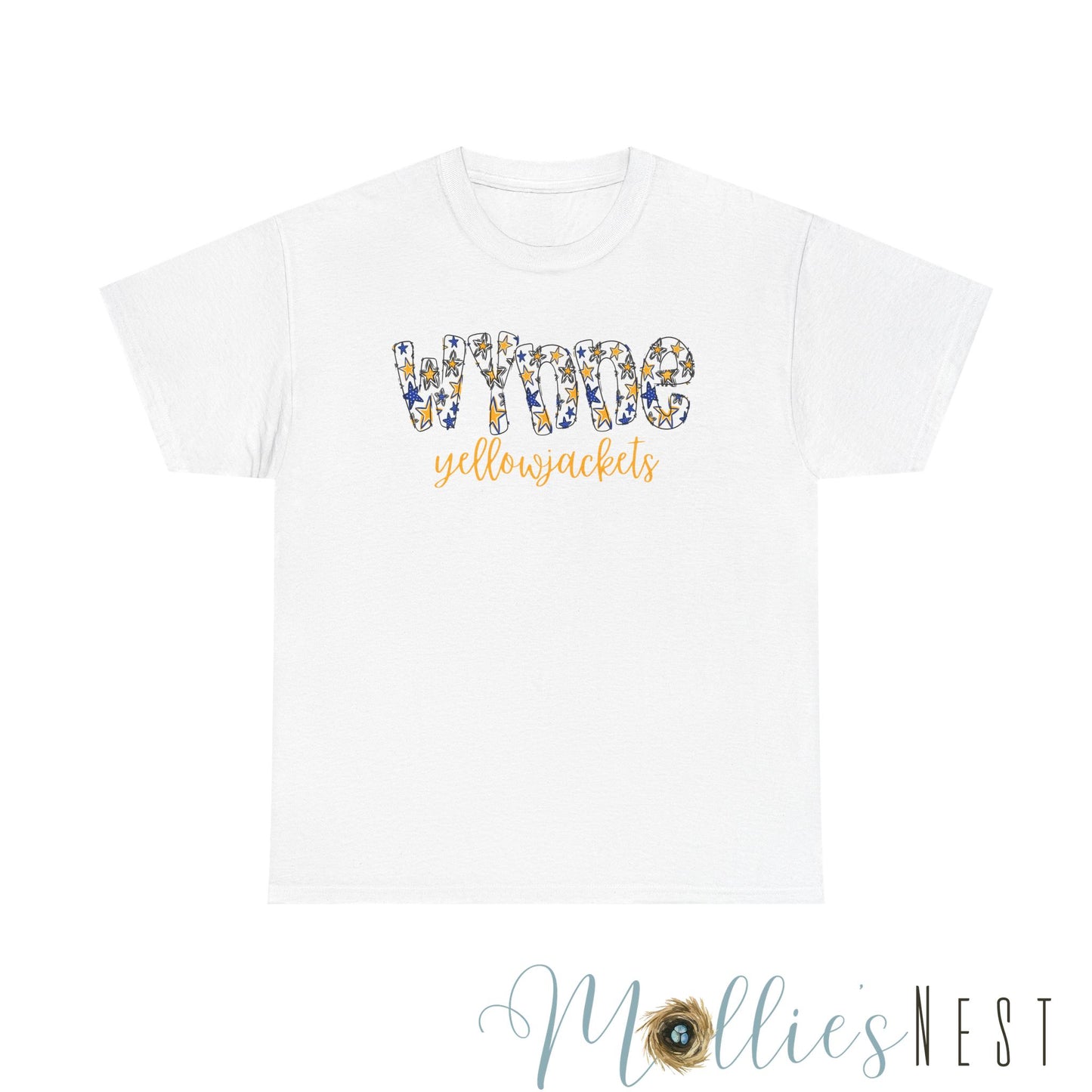 Wynne Yellowjackets Shirt. Blue & Gold