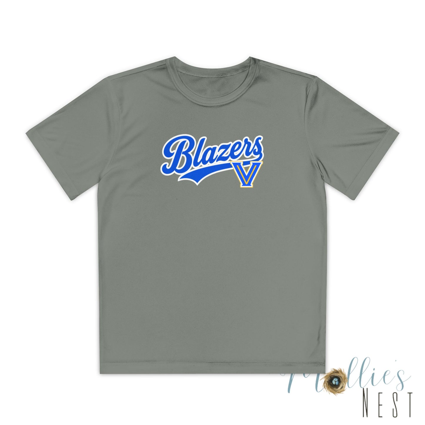 Blazers Youth Drifit — Blue Script Logo Team Shirt