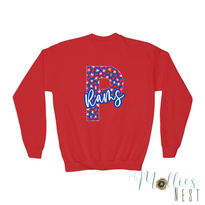 Youth Paragould Rams. Leopard "P" Crewneck Sweatshirt