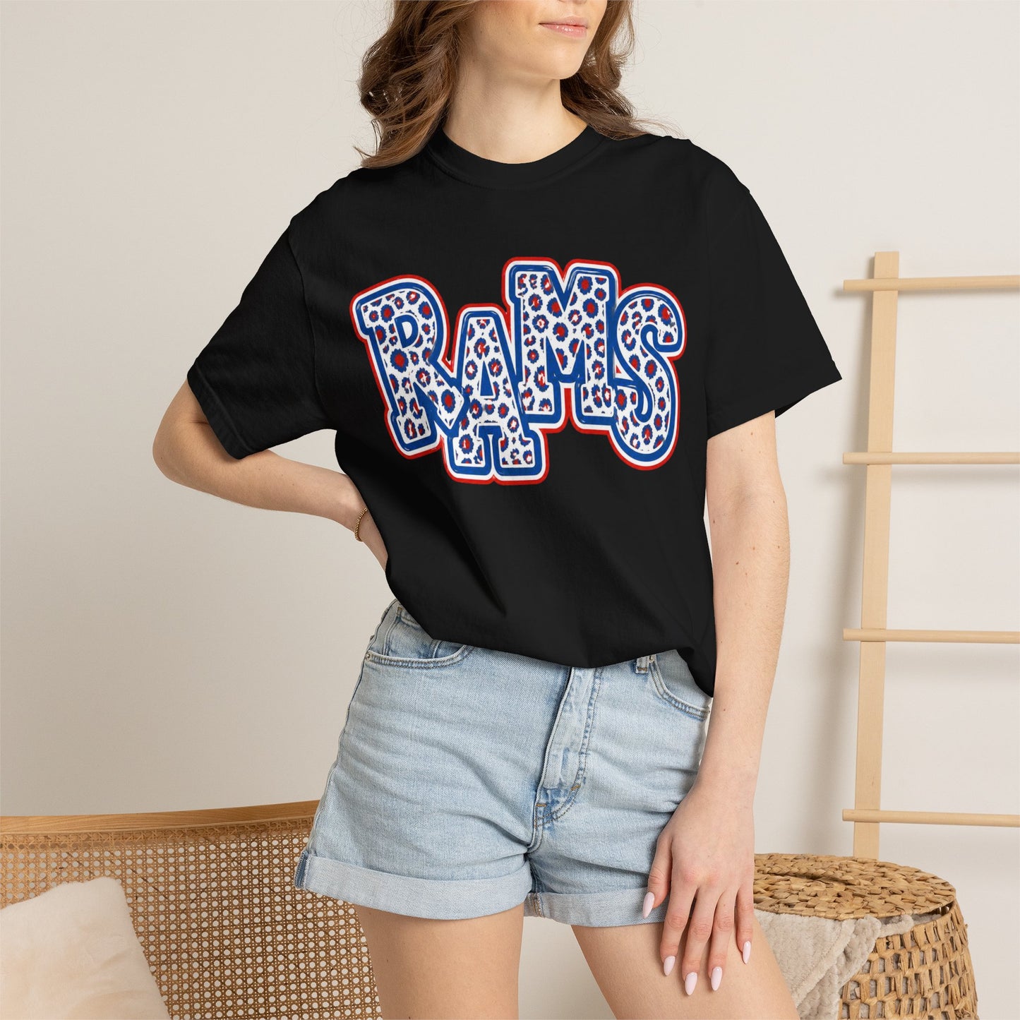 Paragould Rams Leopard Print Retro Logo T-Shirt