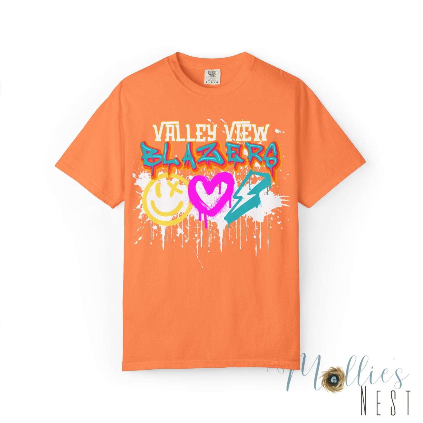 Valley View Blazers Graffiti Tee — Neon Heart, Smile & Lightning Shirt