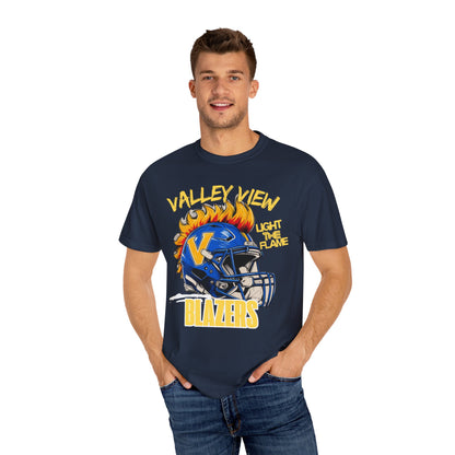 Valley View Blazers Football T-Shirt Flame, Unisex Fan Apparel, Game Day Shirt, Vintage Style Tee, Sportswear