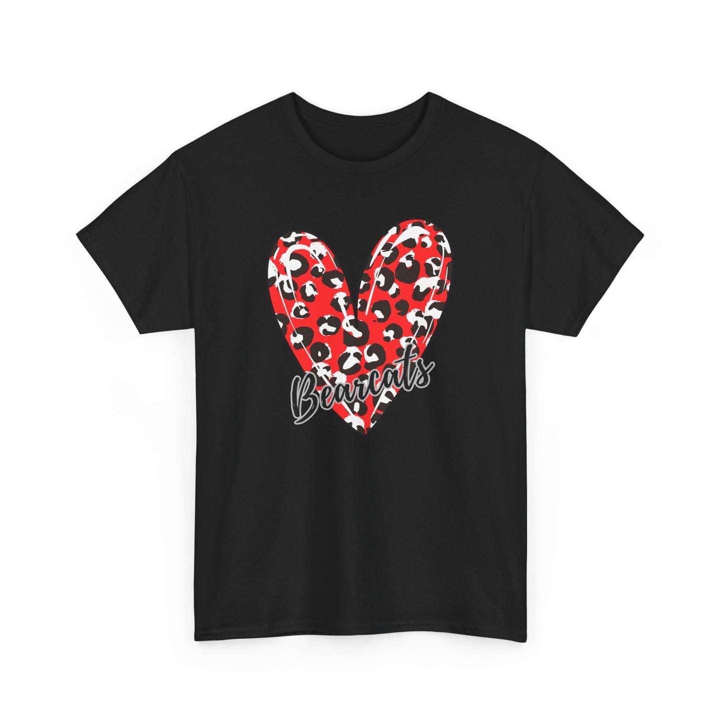 Unisex Heavy Cotton Tee. Bearcats Leopard Heart