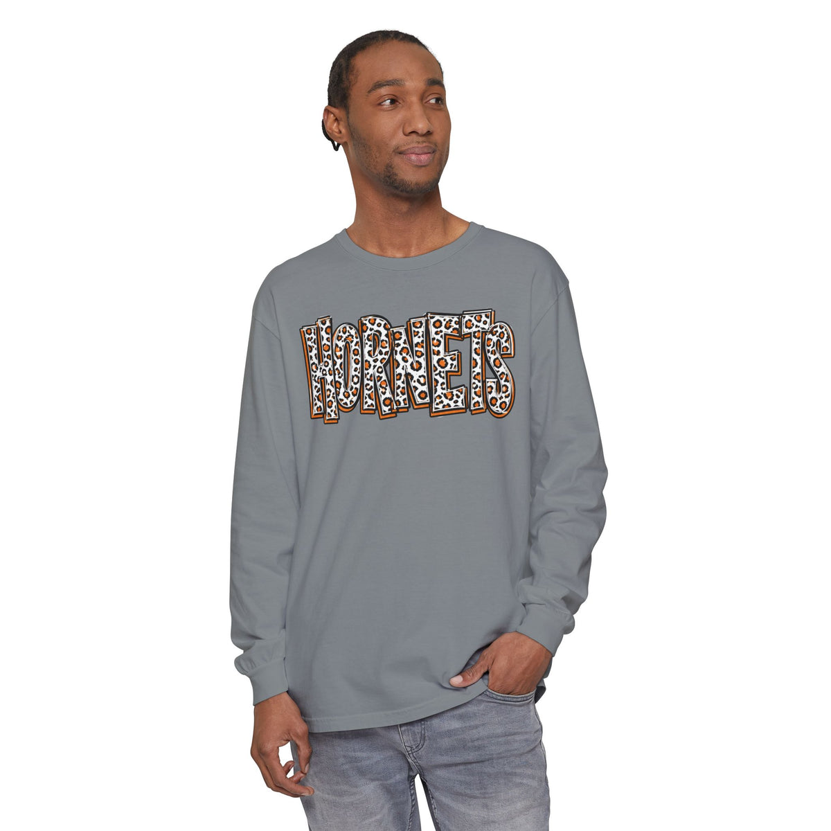 Harrisburg Hornets Stacked Leopard Print Long Sleeve T‑Shirt