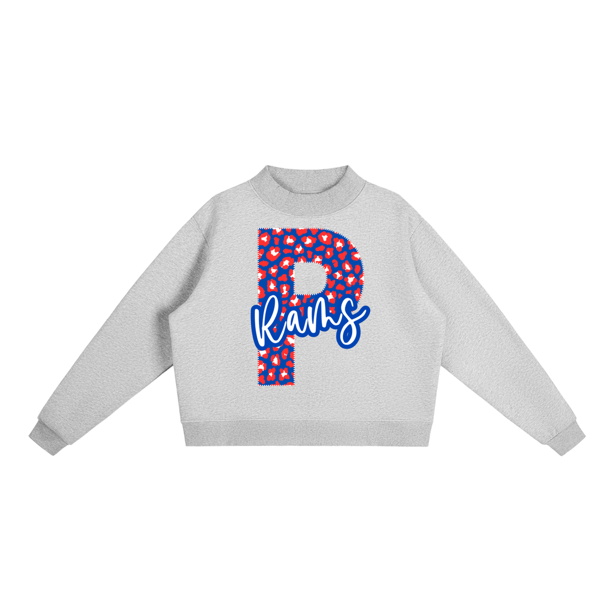 Essential Fleece Mock-Neck Crew Sweatshirt - Paragould Rams "P" Leopard