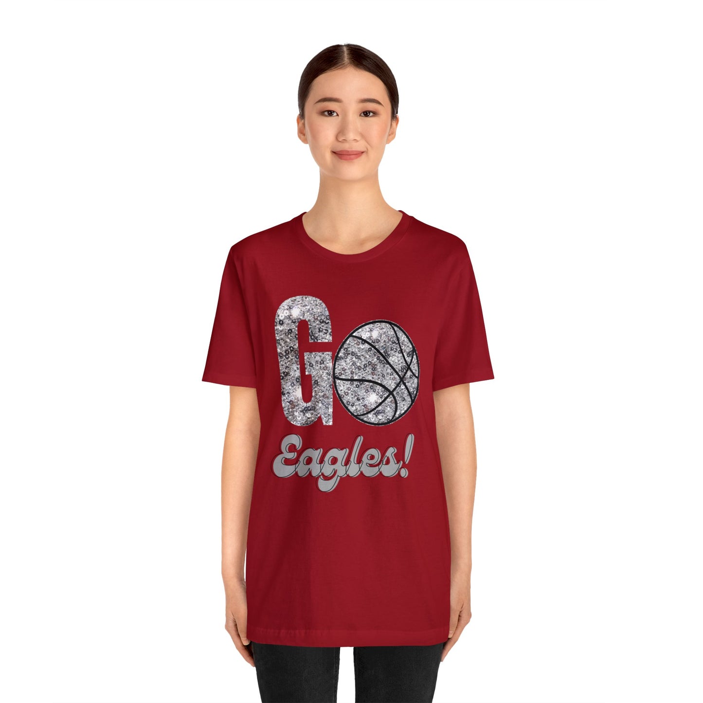 Faux Sequin Eagles Basketball Jersey Short Sleeve Tee