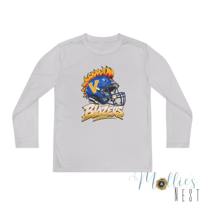 Youth Long Sleeve Drifit – Blazers Flaming Helmet Football Shirt