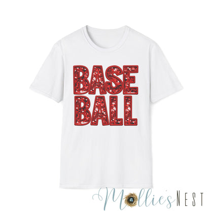 Baseball FAUX Glitter Unisex Softstyle T-Shirt - Perfect for Fans and Players