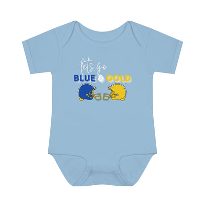 Infant Baby Rib Bodysuit. Blue & Gold