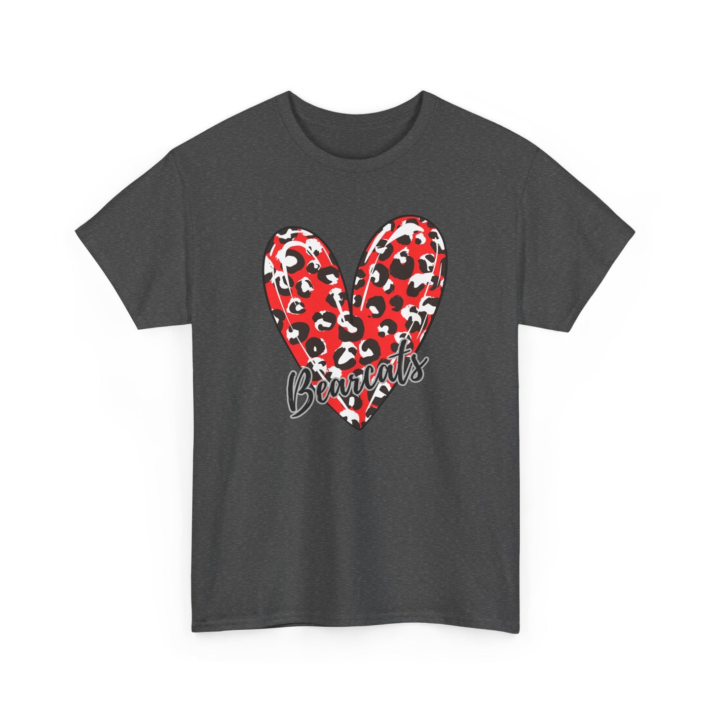 Unisex Heavy Cotton Tee. Bearcats Leopard Heart