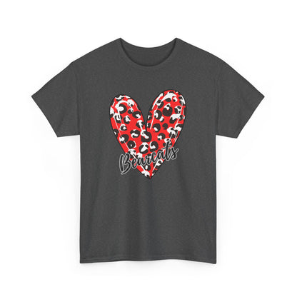 Unisex Heavy Cotton Tee. Bearcats Leopard Heart
