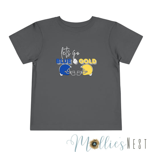 Toddler Blue & Gold Football Short Sleeve Tee