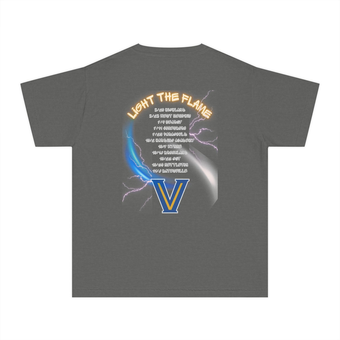Valley View Blazers Youth Football Tee — "Light the Flame" Team Shirt.2026Schedule