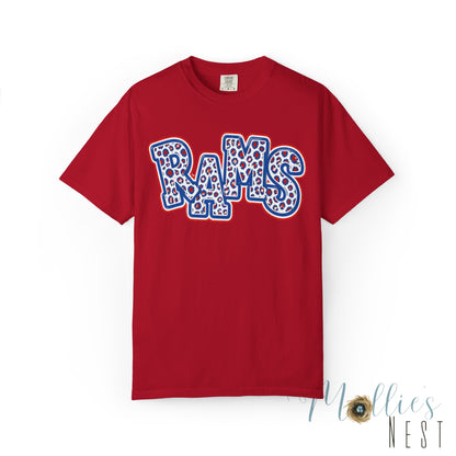 Paragould Rams Leopard Print Retro Logo T-Shirt