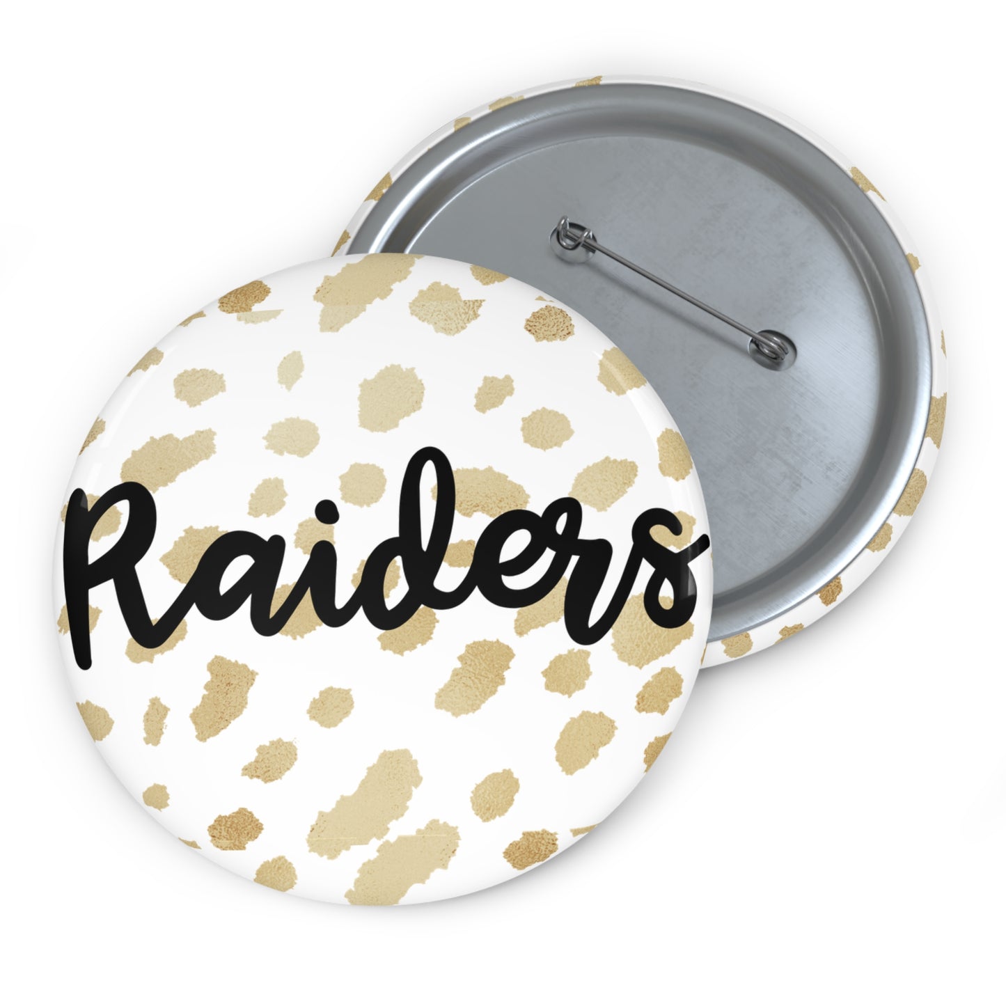 Raiders Leopard Print Pin Button — Custom Team Logo Button 1