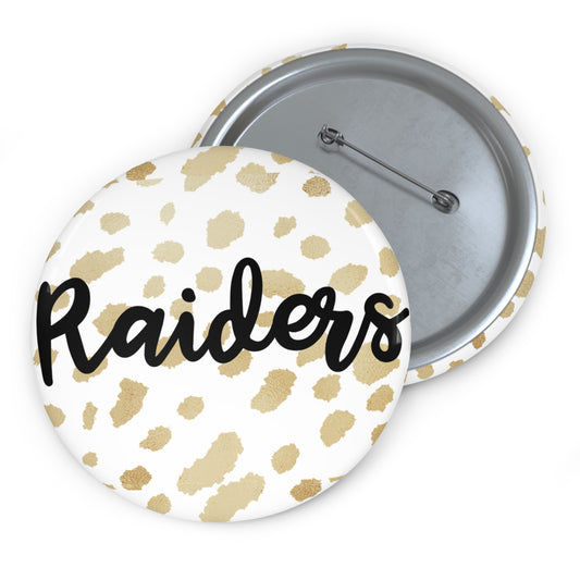 Raiders Leopard Print Pin Button — Custom Team Logo Button 1