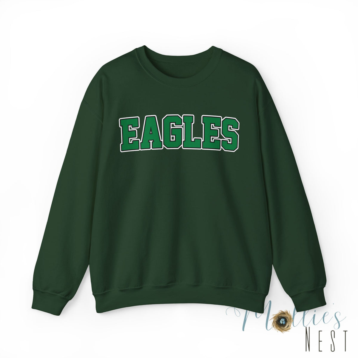 Eagles Green -Block Font Crewneck Sweatshirt