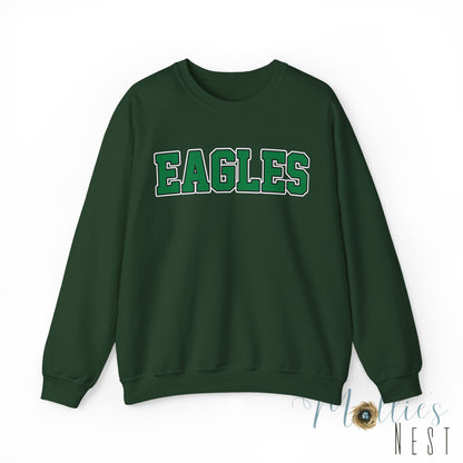 Eagles Green -Block Font Crewneck Sweatshirt