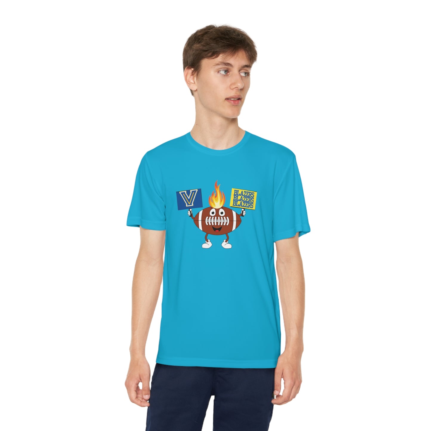 Youth Valley View Flame Football. Competitor Tee (Front Design Only)