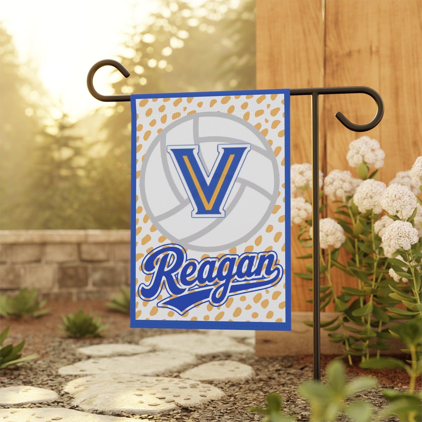 Personalized Volleyball Flag - "Reagan" Blue & Gold