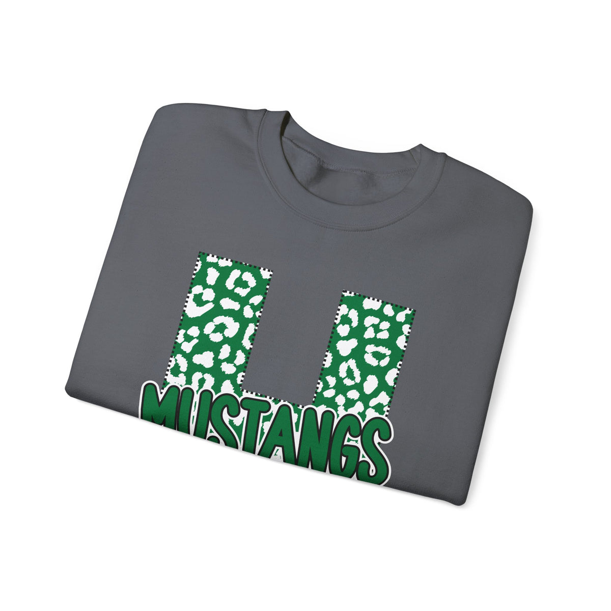 Adult. Hoxie Mustangs Leopard Print H Crewneck Sweatshirt