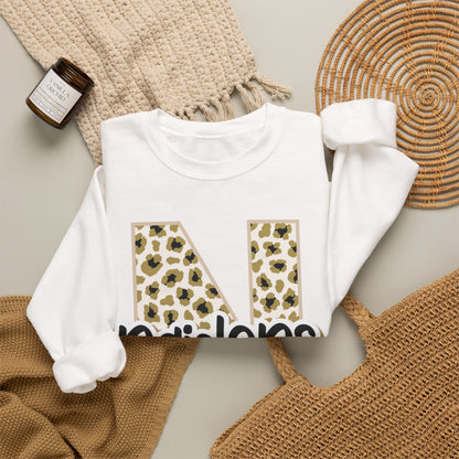 Nettleton Raiders Leopard Initial N Crewneck Sweatshirt. ADULT