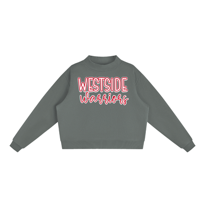 Essential Fleece Mock-Neck Crew Sweatshirt - Westside Warriors.Red Font