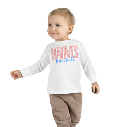 Natives Baseball Toddler Long Sleeve Tee. RED Leopard Letters