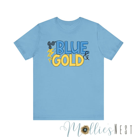 Unisex Blue & Gold. Jersey Short Sleeve Tee