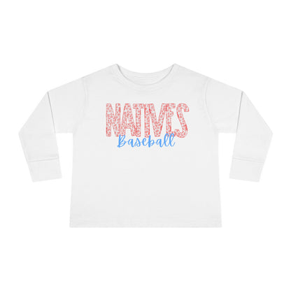 Natives Baseball Toddler Long Sleeve Tee. RED Leopard Letters