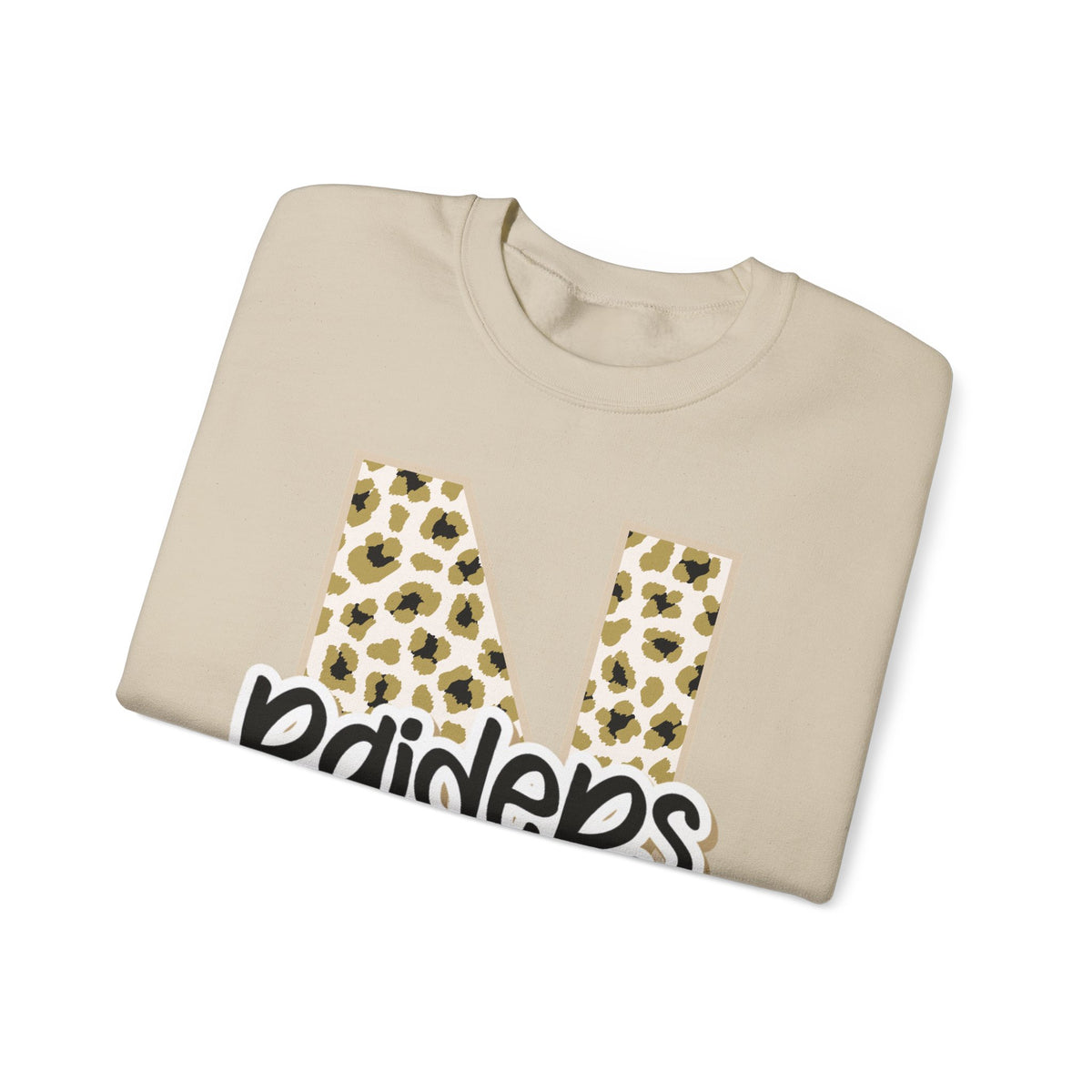 Nettleton Raiders Leopard Initial N Crewneck Sweatshirt. ADULT