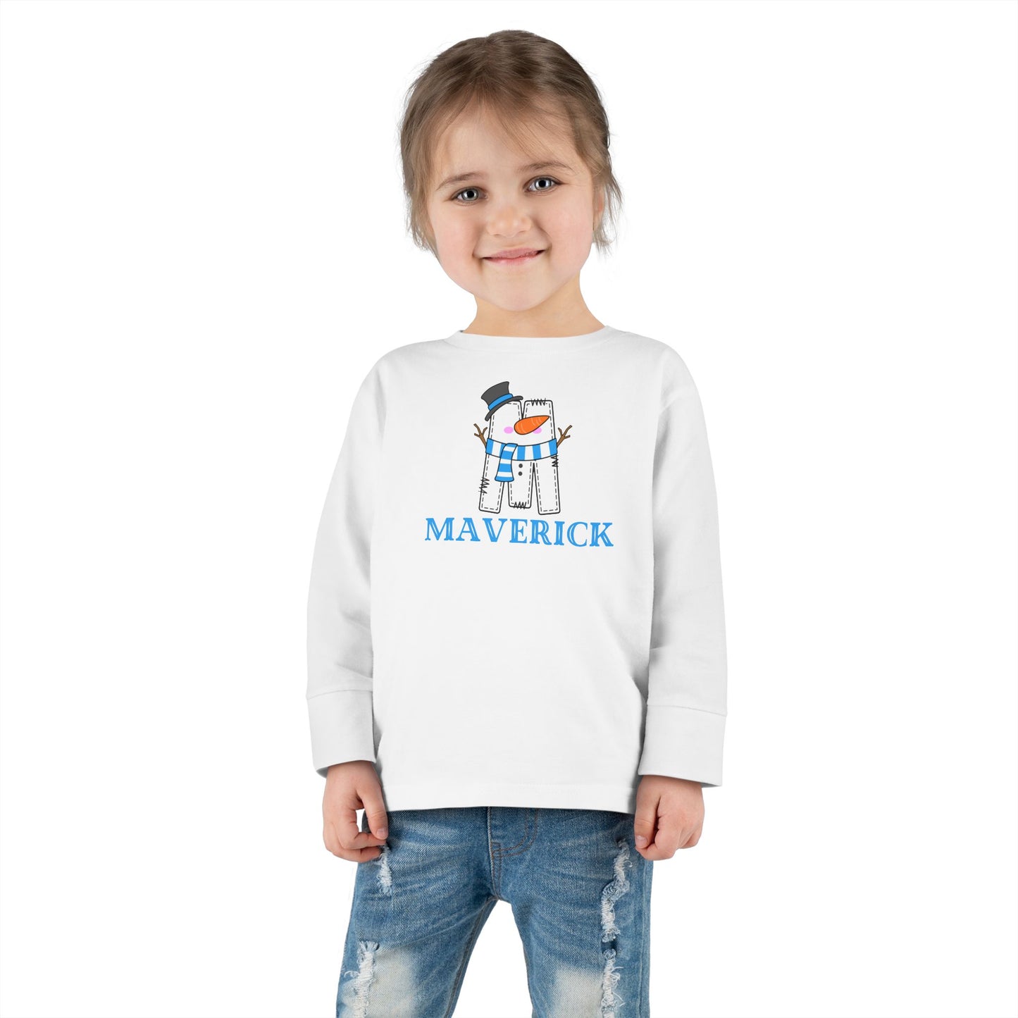 Toddler Long Sleeve Tee. SNOWMAN NAME