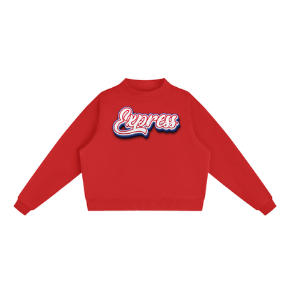 Express Baseball.  Fleece Mock-Neck Crew Sweatshirt
