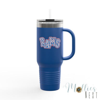 40oz Insulated Travel Mug — Paragould Rams Leopard Print & Team Logo