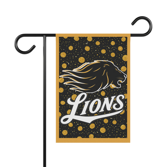Manila Lions Garden Flag — Gold Polka Dot Lion House Banner
