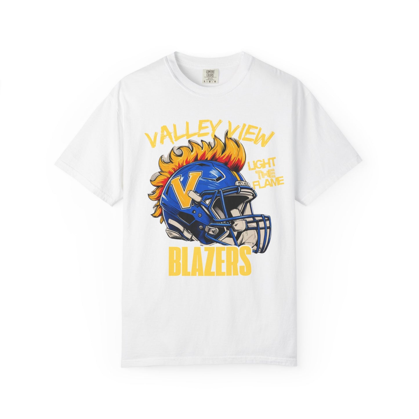 Valley View Blazers Football T-Shirt Flame, Unisex Fan Apparel, Game Day Shirt, Vintage Style Tee, Sportswear