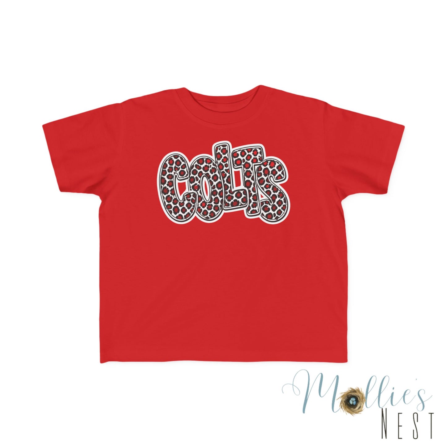 Toddler Tee — 'COLTS' Leopard Print Football Script