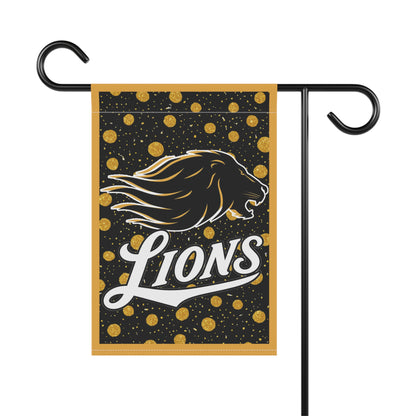 Manila Lions Garden Flag — Gold Polka Dot Lion House Banner