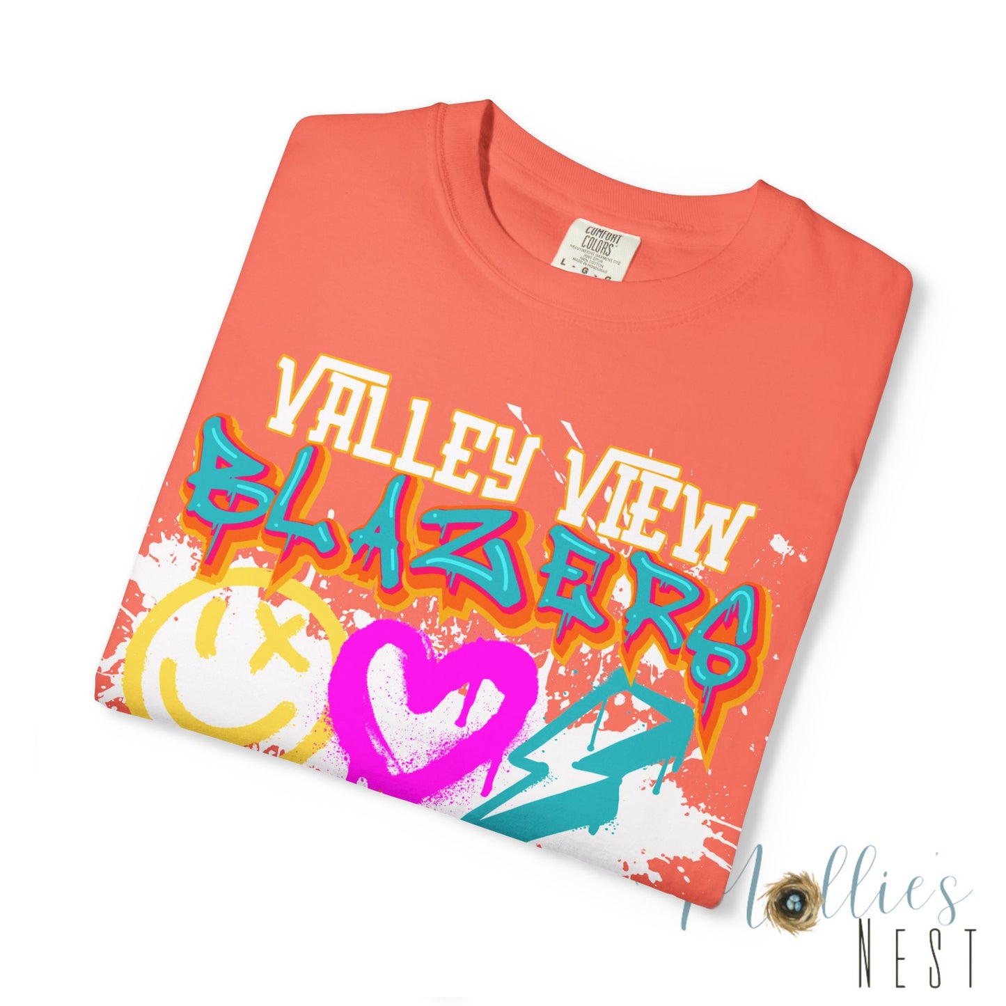Valley View Blazers Graffiti Tee — Neon Heart, Smile & Lightning Shirt