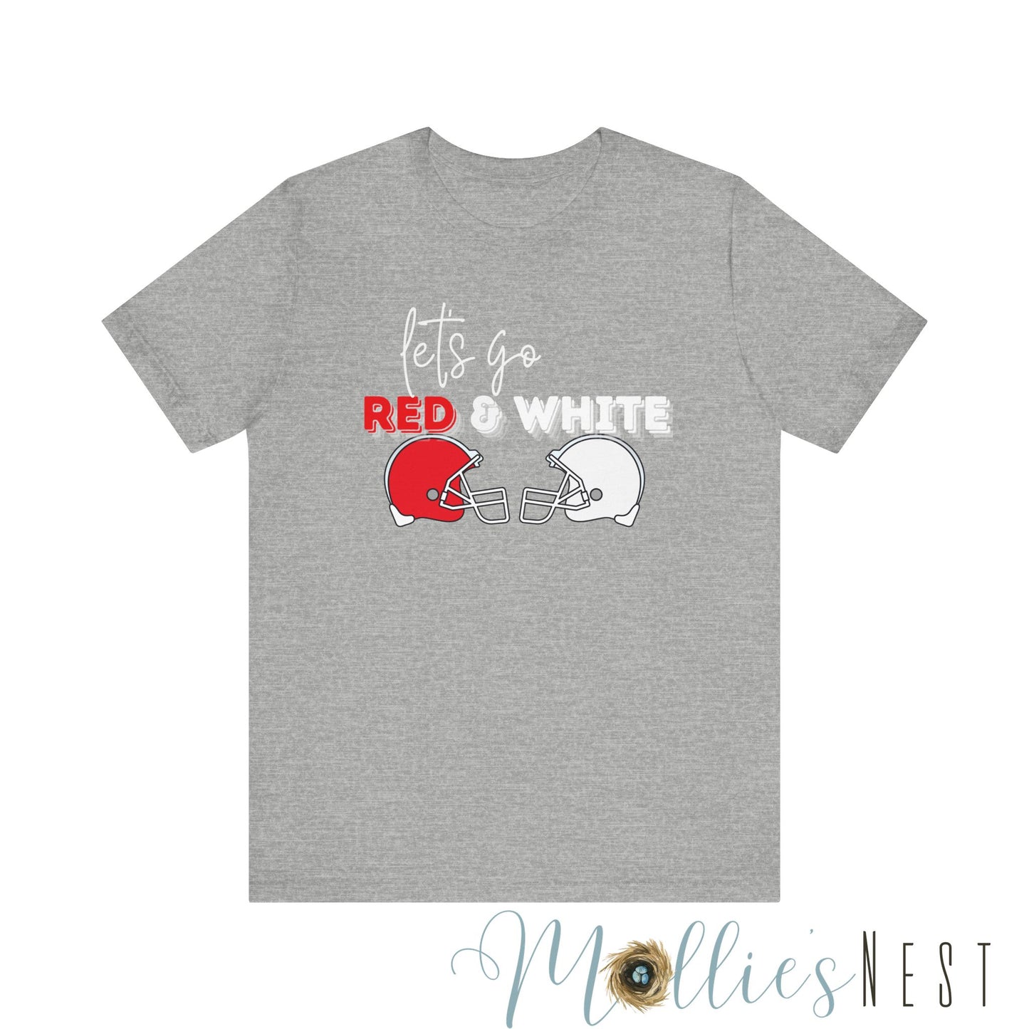 Unisex red & white football Jersey Short Sleeve Tee