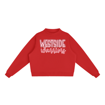Essential Fleece Mock-Neck Crew Sweatshirt - Westside Warriors.Red Font