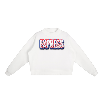 Express Baseball.  Fleece Mock-Neck Crew Sweatshirt