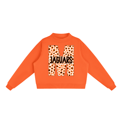 McCrory Jaguars. Leopard "M" Fleece Mock-Neck Crew Sweatshirt
