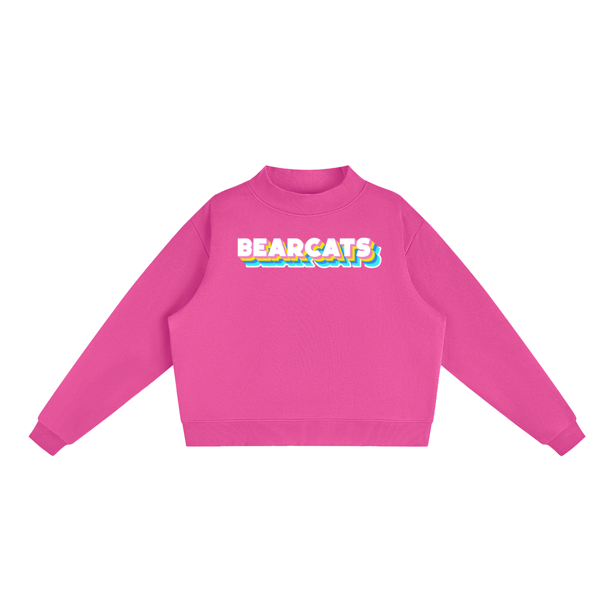 Essential Fleece Mock-Neck Crew Sweatshirt - Bearcats Neon