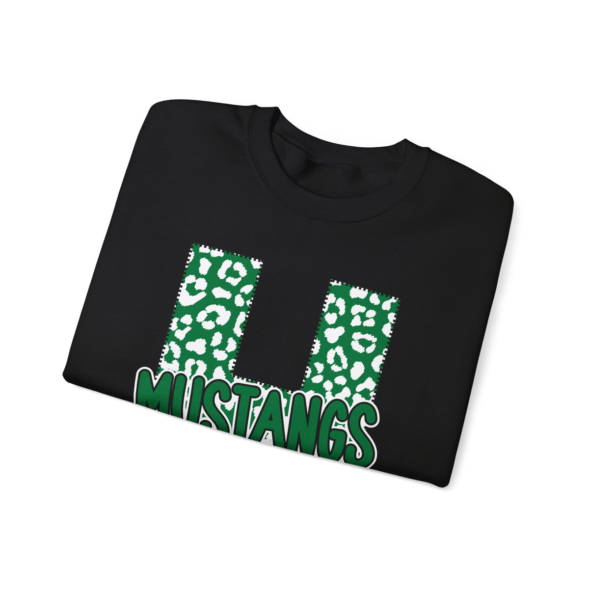 Adult. Hoxie Mustangs Leopard Print H Crewneck Sweatshirt